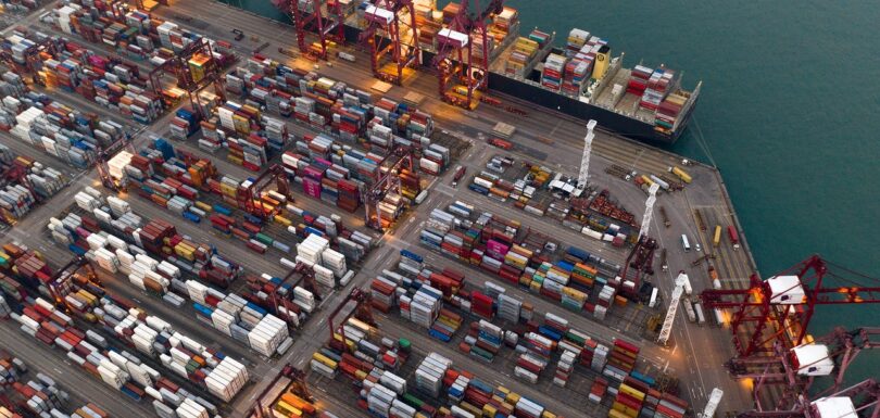 Port Terminal with lots of containers