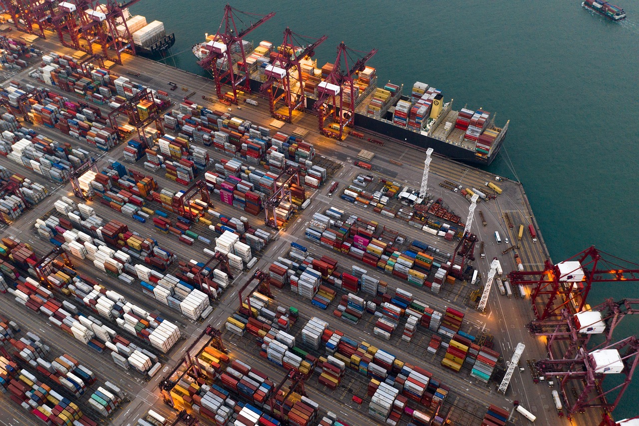 Port Terminal with lots of containers